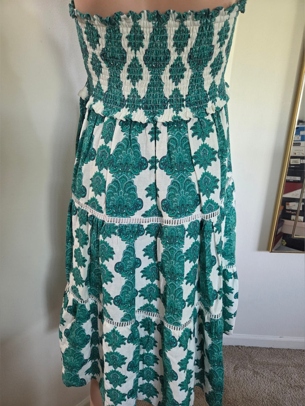 House of Harlow 1960 Green & White Strapless Patterned Dress Size Small REVOLVE - Picture 6 of 10
